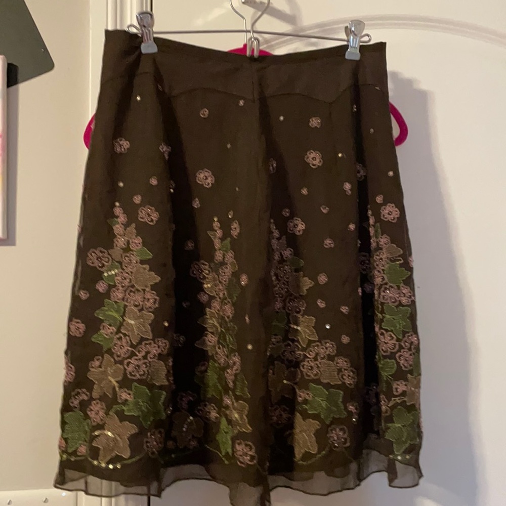 Anne Carson silk embroidered skirt
